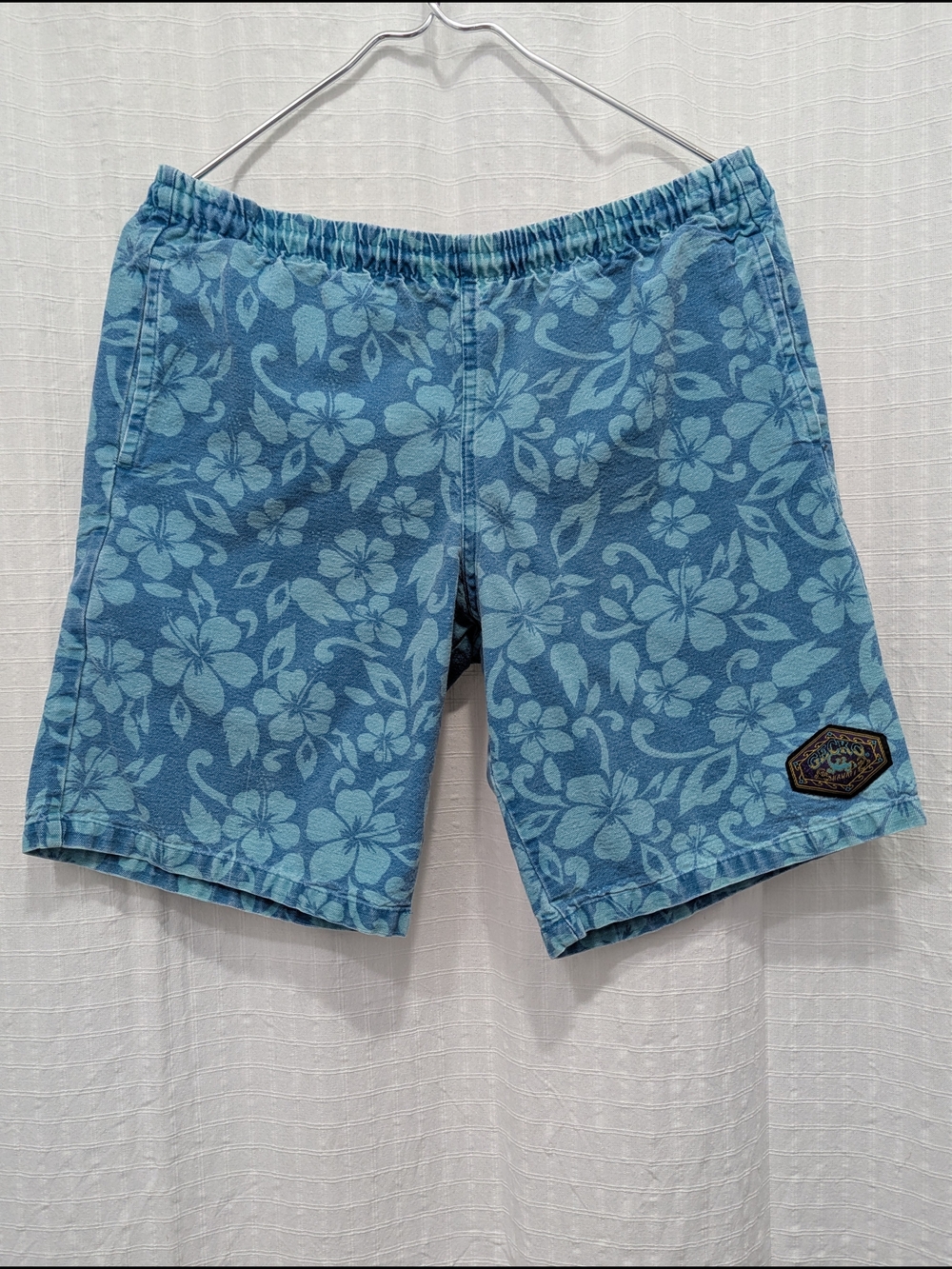 Vintage 90s Gecko Hawaii Swim Trunks Mens Medium Floral Elastic Waist Drawstring